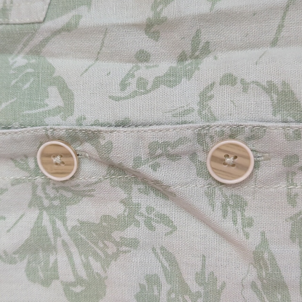 Linen Blend Green Floral Short Sleeve Shirt - Picture 5 of 9